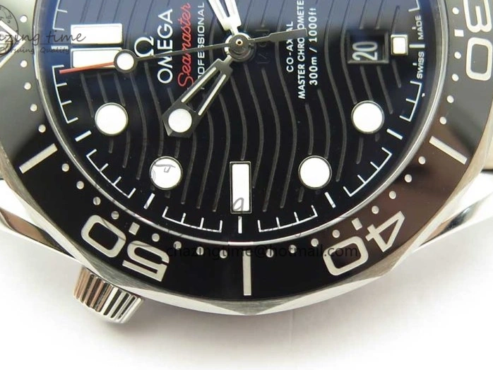 0417 2018 Seamaster Diver 300M OMF Best Edition Black Ceramic Black Dial on SS Bracelet A8800 (Black Balance Wheel) Breathable 7959